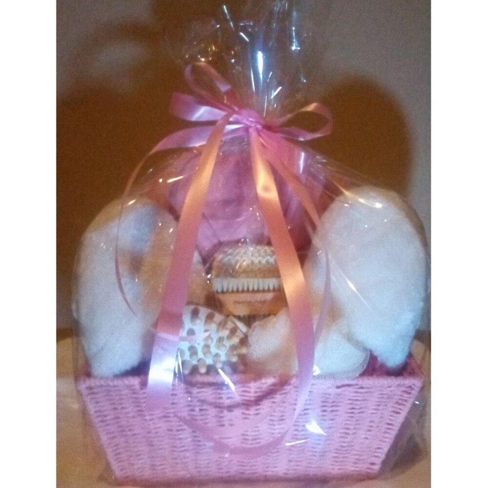 Round Shaped Button Pillow Spa Gift Basket in Pink for All Occasions